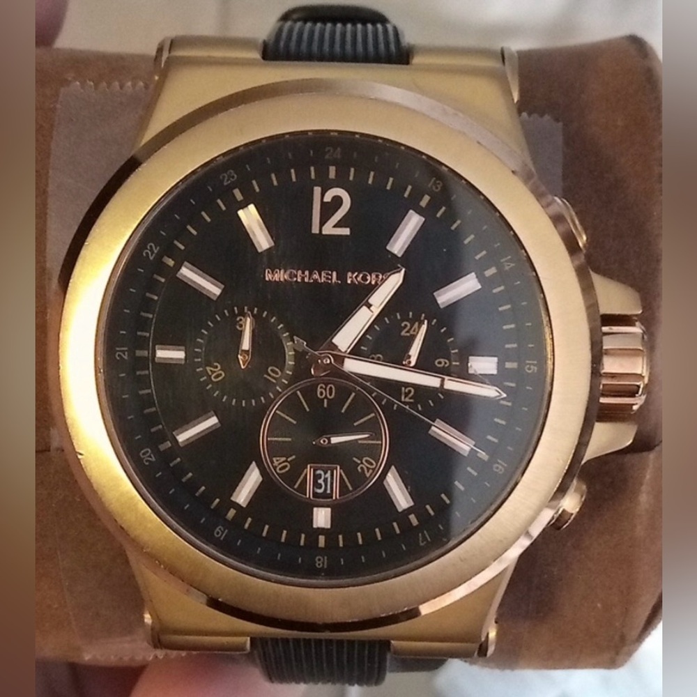 MICHAEL KORS MEN'S 2015 DRESSY ROSE GOLD-TONE DYLAN WRISTWATCH STYLE: MK8184